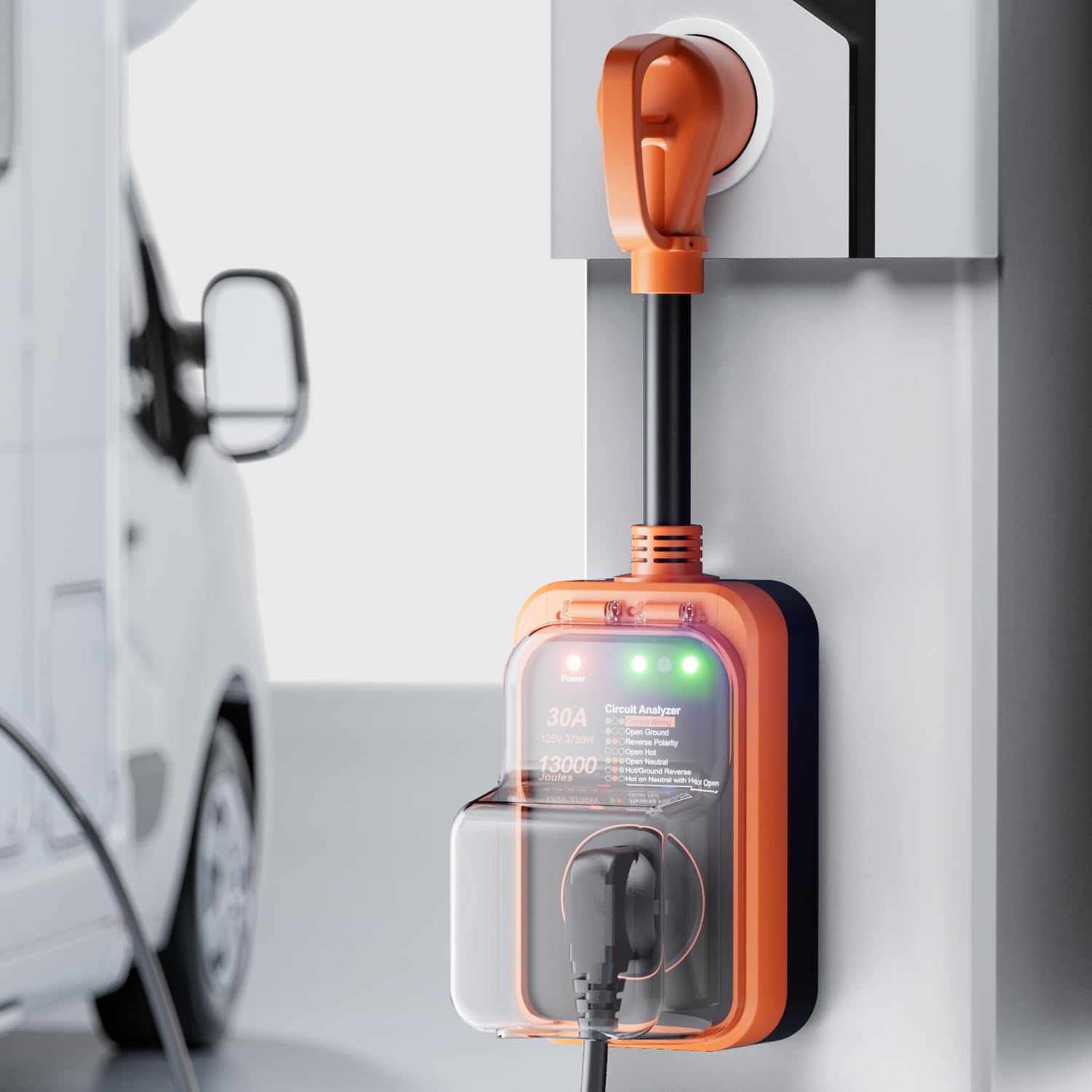 Rv Surge Protector 30 Amp, 13000J Surge Protection Rv Circuit Analyzer, Automatic Protect Rv Electrical System With Waterproof C